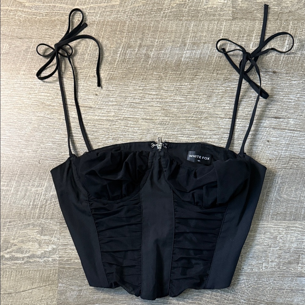 White Fox Black Mesh Corset Top Size Medium